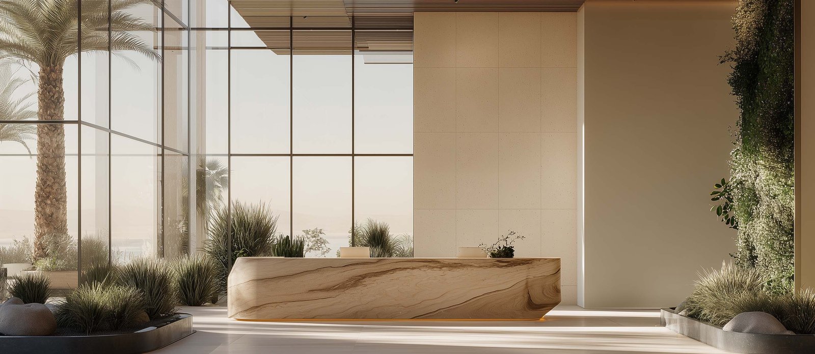 Contemporary Californian corporate environment integrating botanical architecture, natural light and indoor–outdoor workplace design