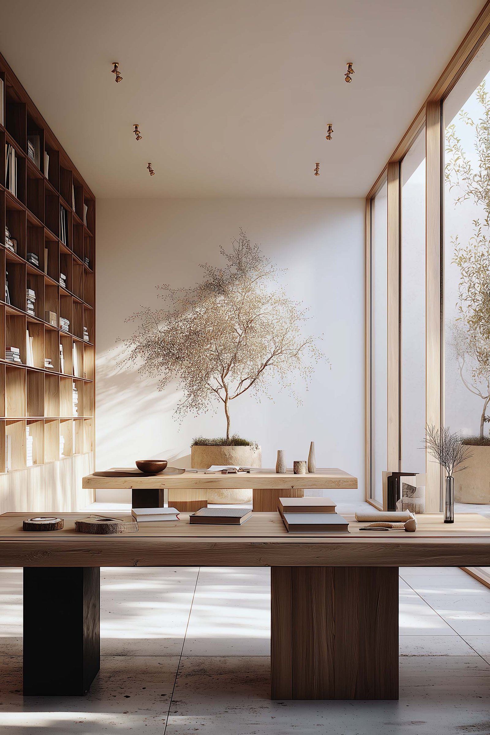 Contemporary botanical design studio integrating plants, architecture and material research in a calm Californian workspace