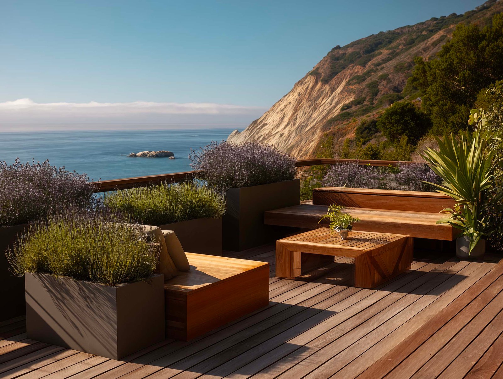 Private terrace designed as an open-air living room with botanical integration