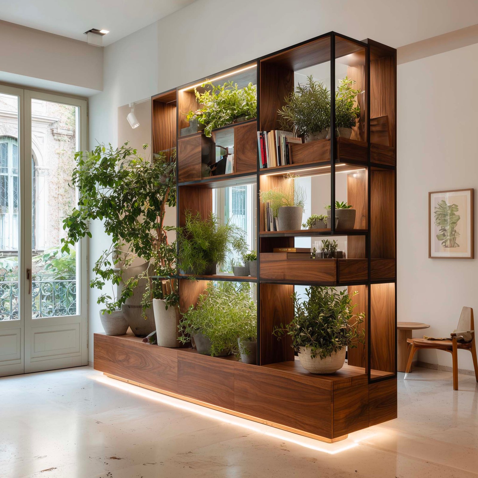 Intelligenza botanica — partizione modulare con Rosmarinus officinalis e Salvia officinalis che struttura lo spazio e orienta gli usi, Paracelsus Gardens™