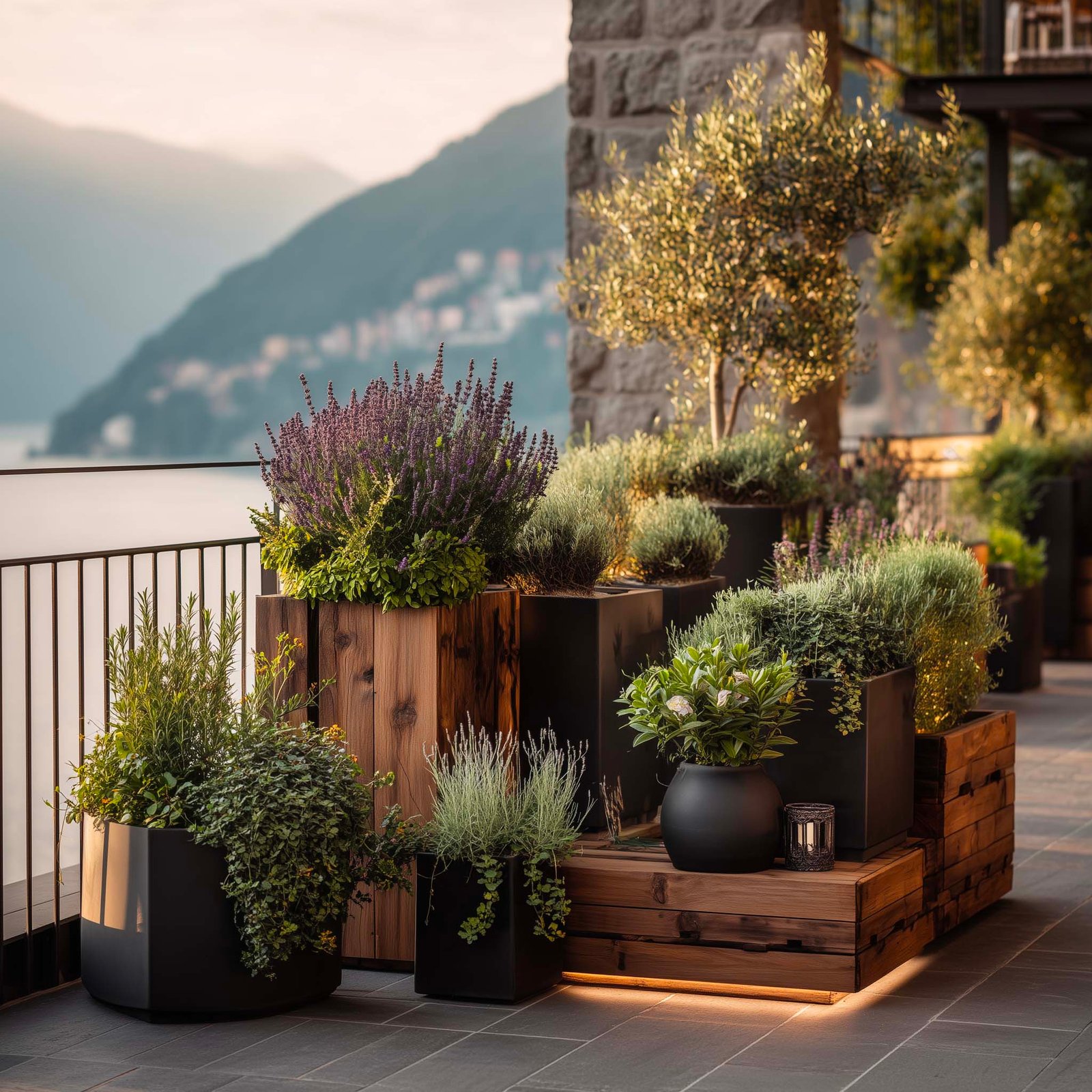 Aria — Lavandula angustifolia e Jasminum officinale su partizione in Acciaio Brunito, diffusione aromatica e respiro, Paracelsus Gardens™